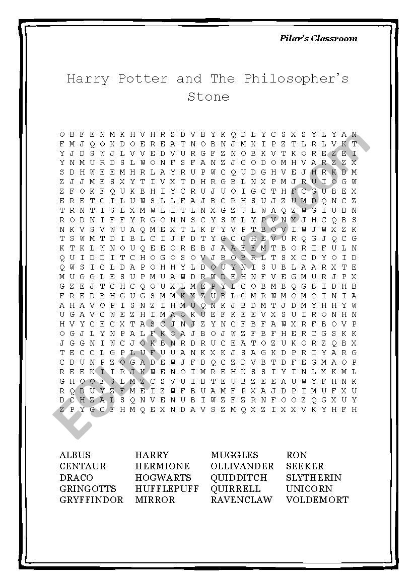 Wordsearch: Harry Potter and The Philosophers Stone