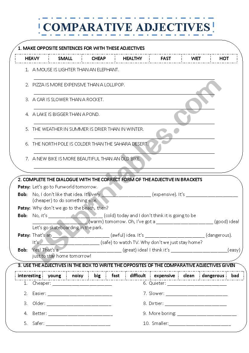 COMPARATIVES worksheet