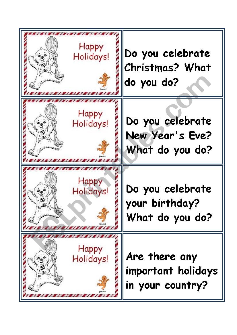 chatting about holidays worksheet