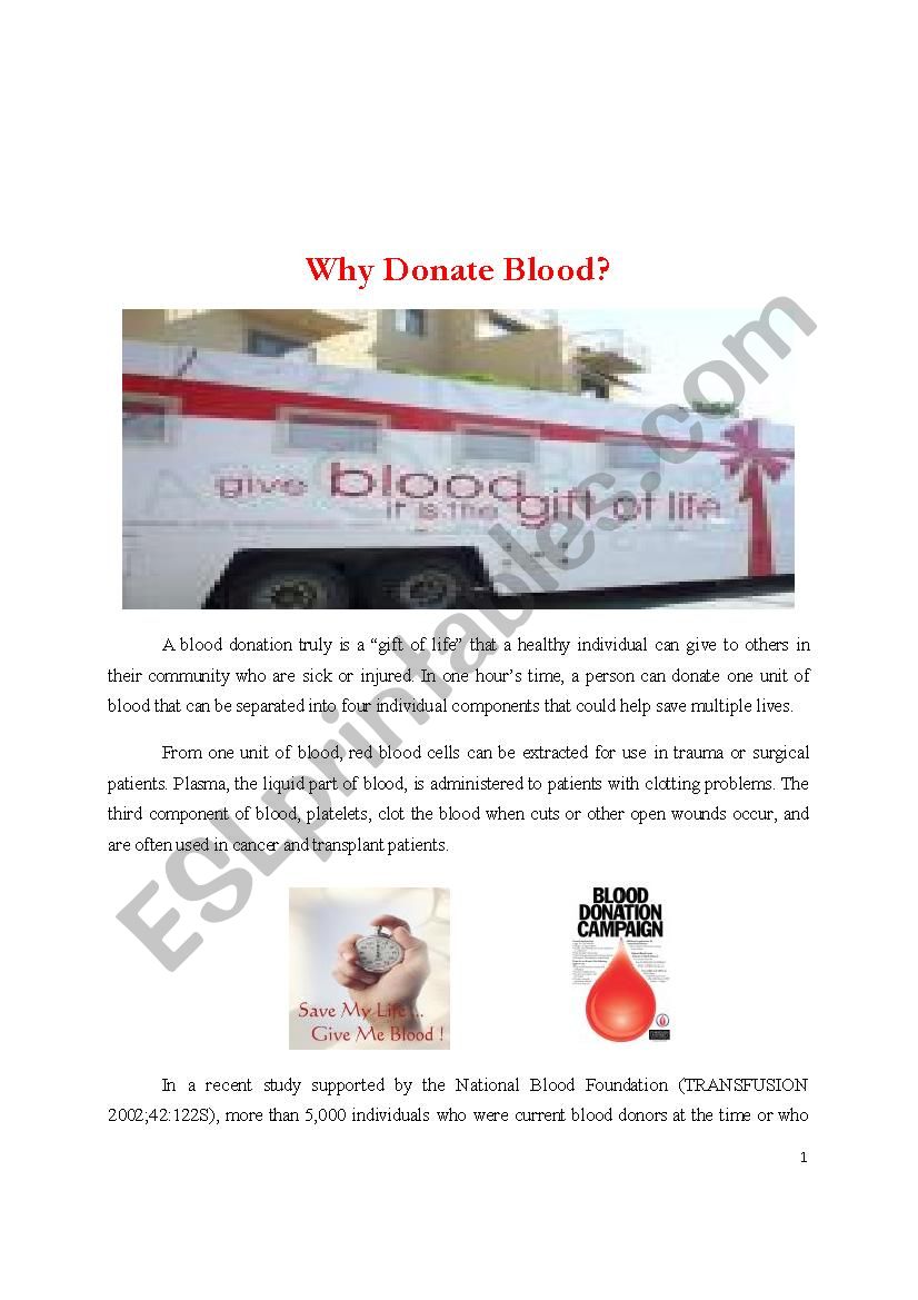 Reading comprehension about blood donation