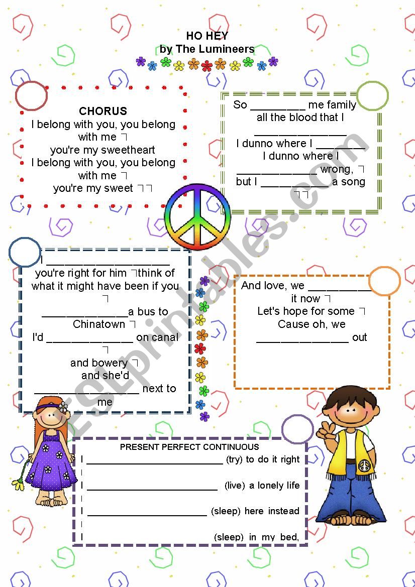 Song HO HEY by The Lumineers worksheet