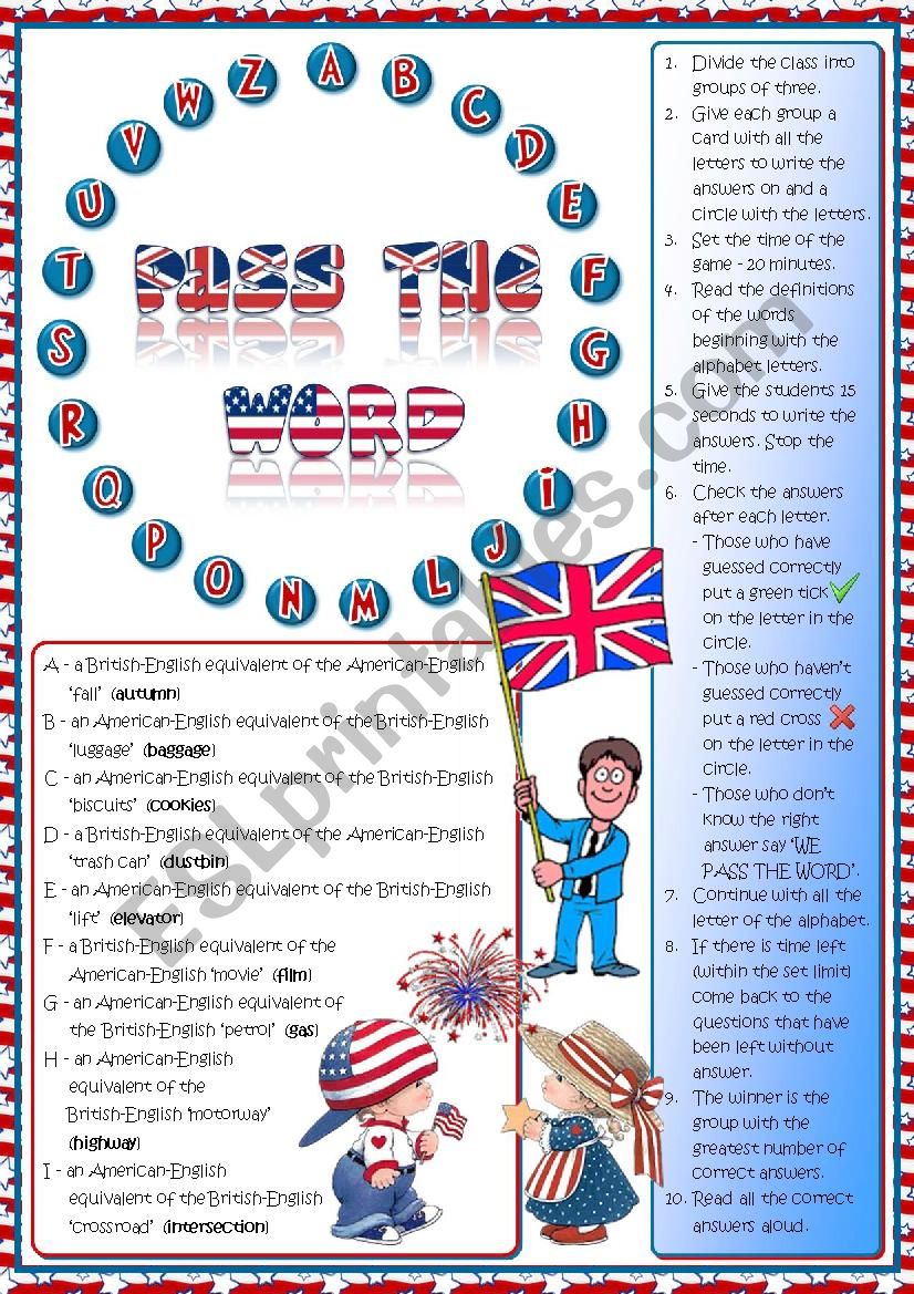 Pass the word - American vs British English quiz