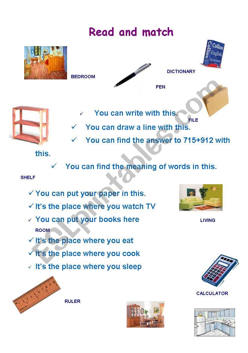 Read and match worksheet