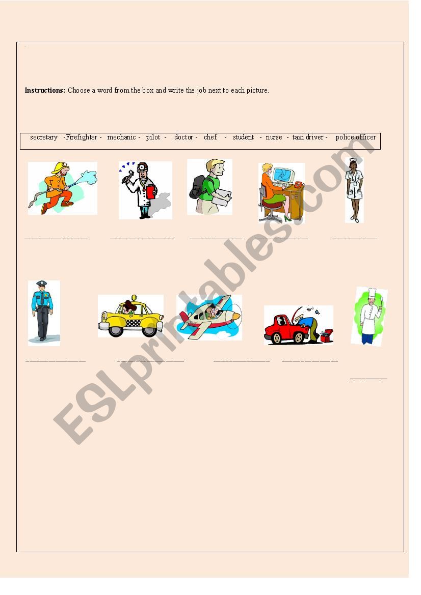 Jobs and occupations worksheet