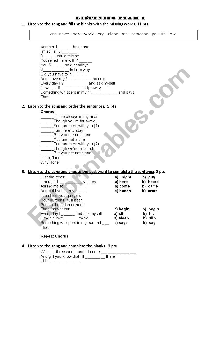 Youre not alone worksheet