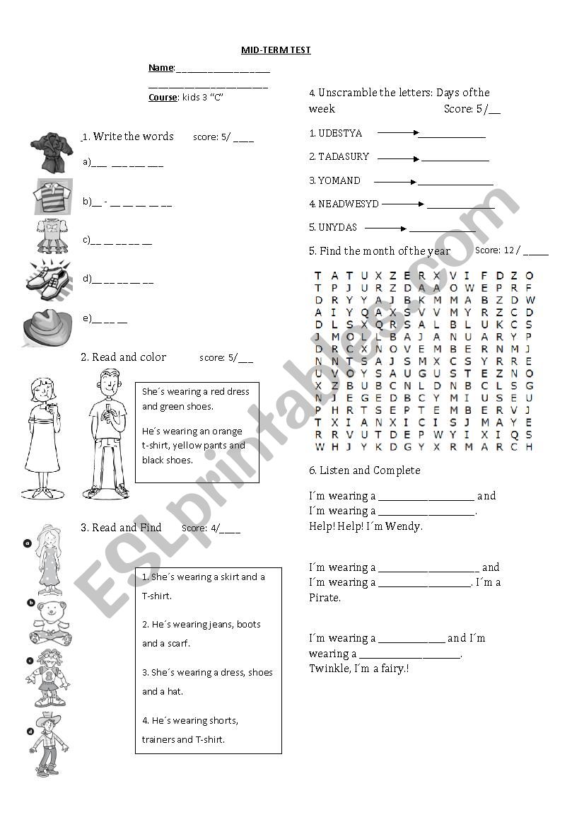 TEST worksheet