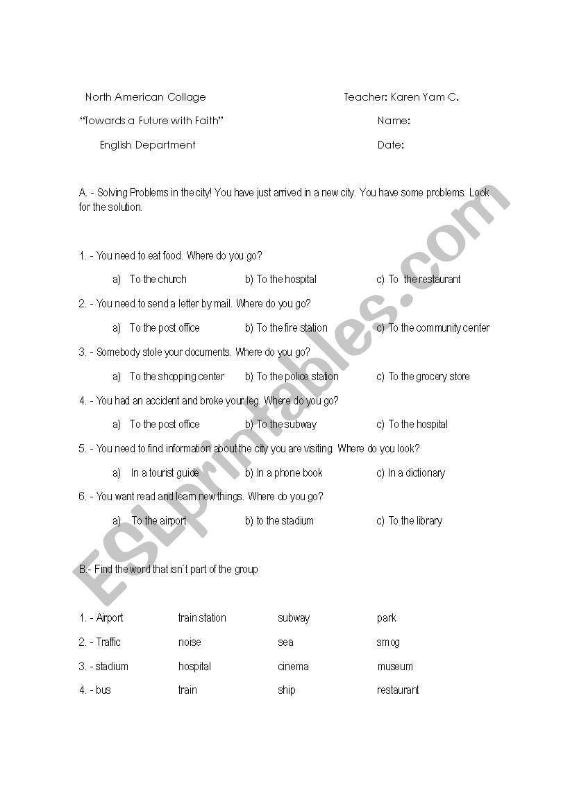 The city worksheet