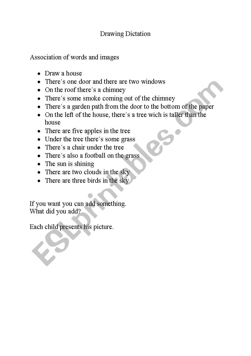 Drawing dictation worksheet