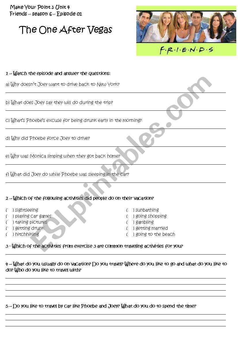 Friends - The One After Vegas worksheet