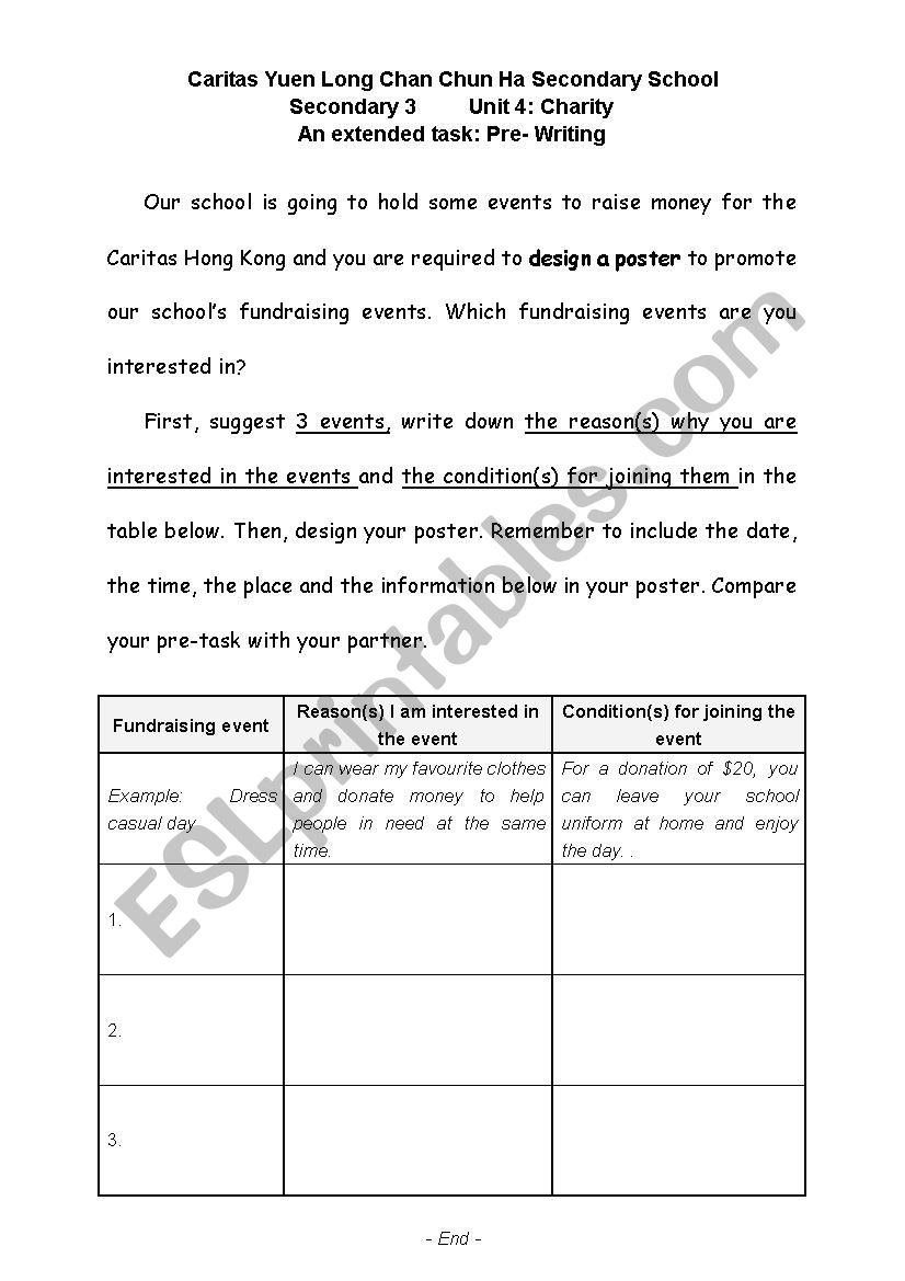 Charity worksheet