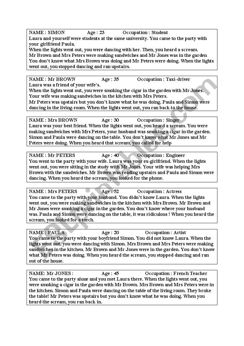 investigation worksheet