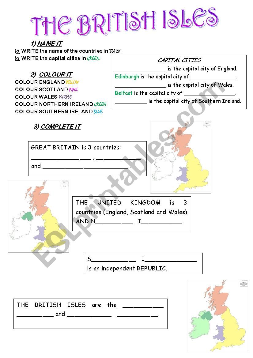 British Isles Part 1 worksheet