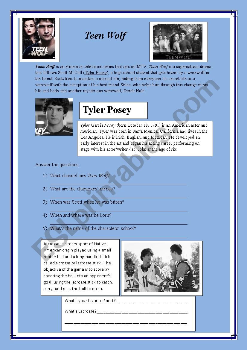 Teen Wolf worksheet