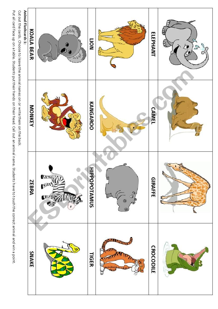 Animal flashcards 1 & Game worksheet