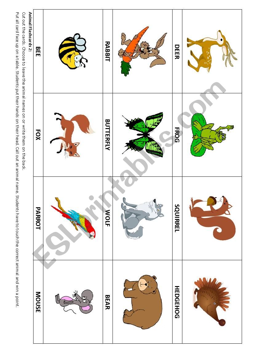 Animal flashcards 2 & Game worksheet