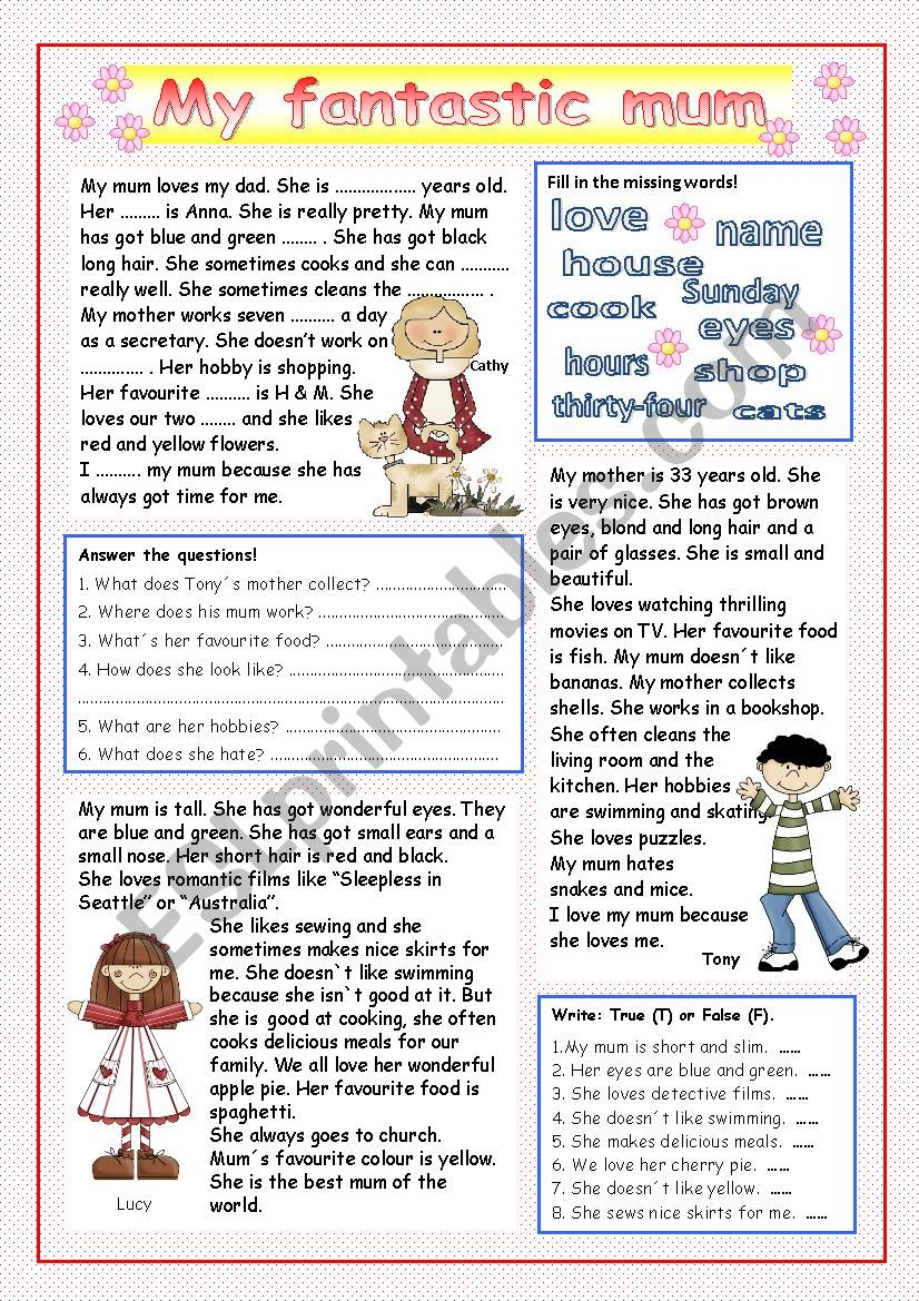 My fantastic mum (+KEY) worksheet