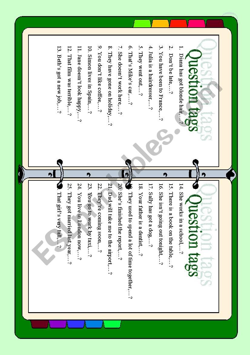 Question tags worksheet