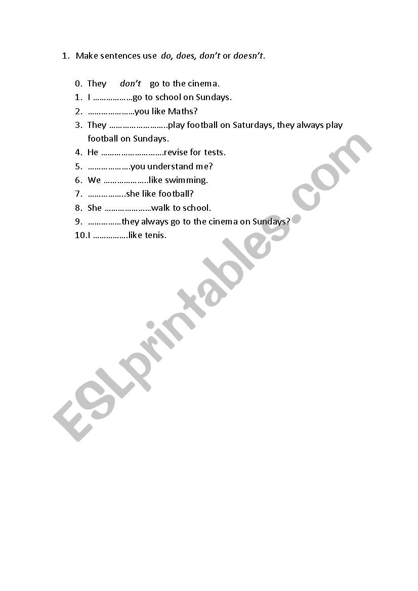 present simple  worksheet