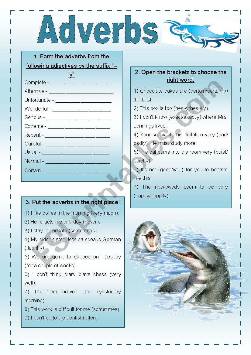 Adverbs worksheet