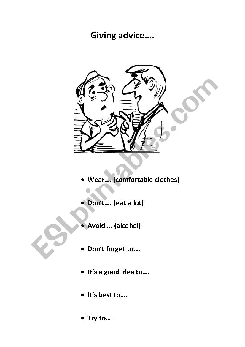 Giving advice worksheet