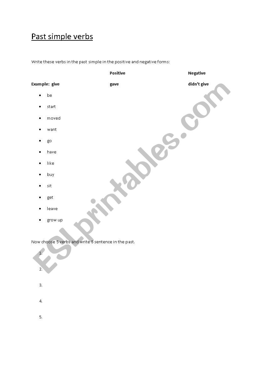 Quick Past Simple exercise (revision/mini-test)