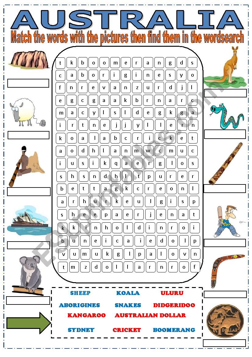 Australia Wordsearch  worksheet