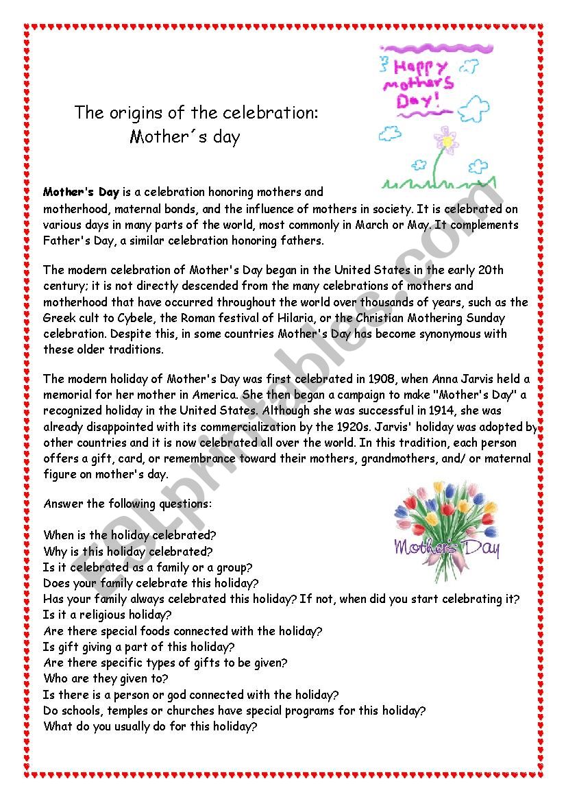 Mothers Day - The origins of the celebration             