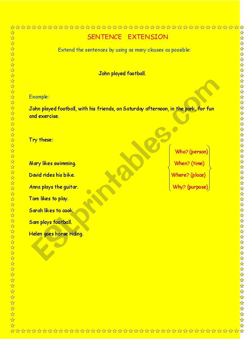 Making sentences worksheet