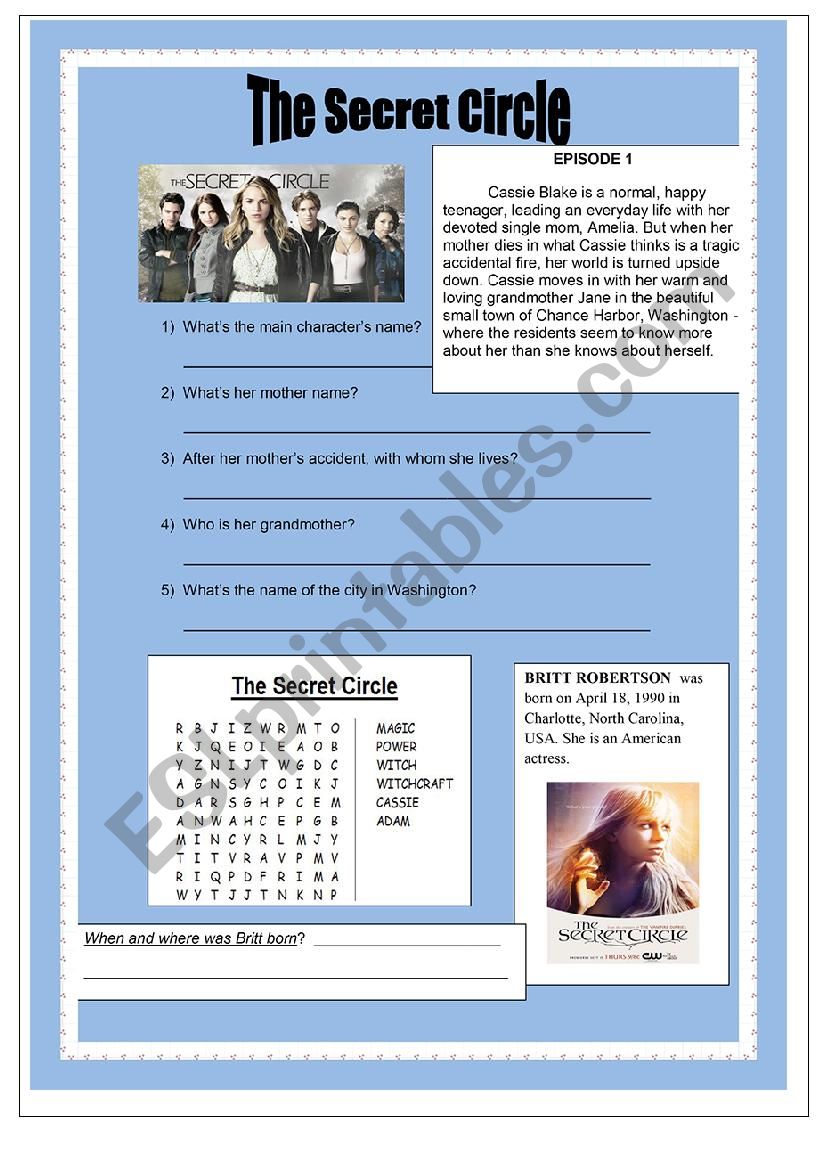 The Secret Circle worksheet