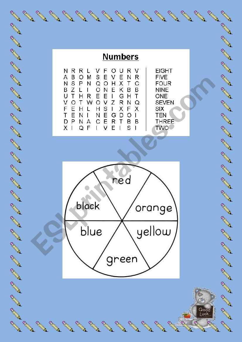 Numbers and Colors worksheet