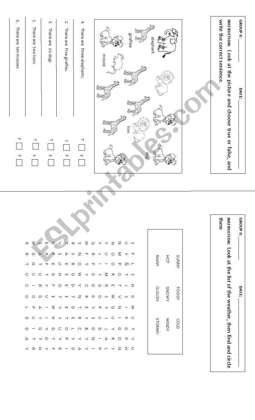 animals & weather worksheet