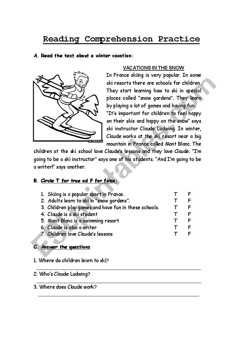 Vacations worksheet