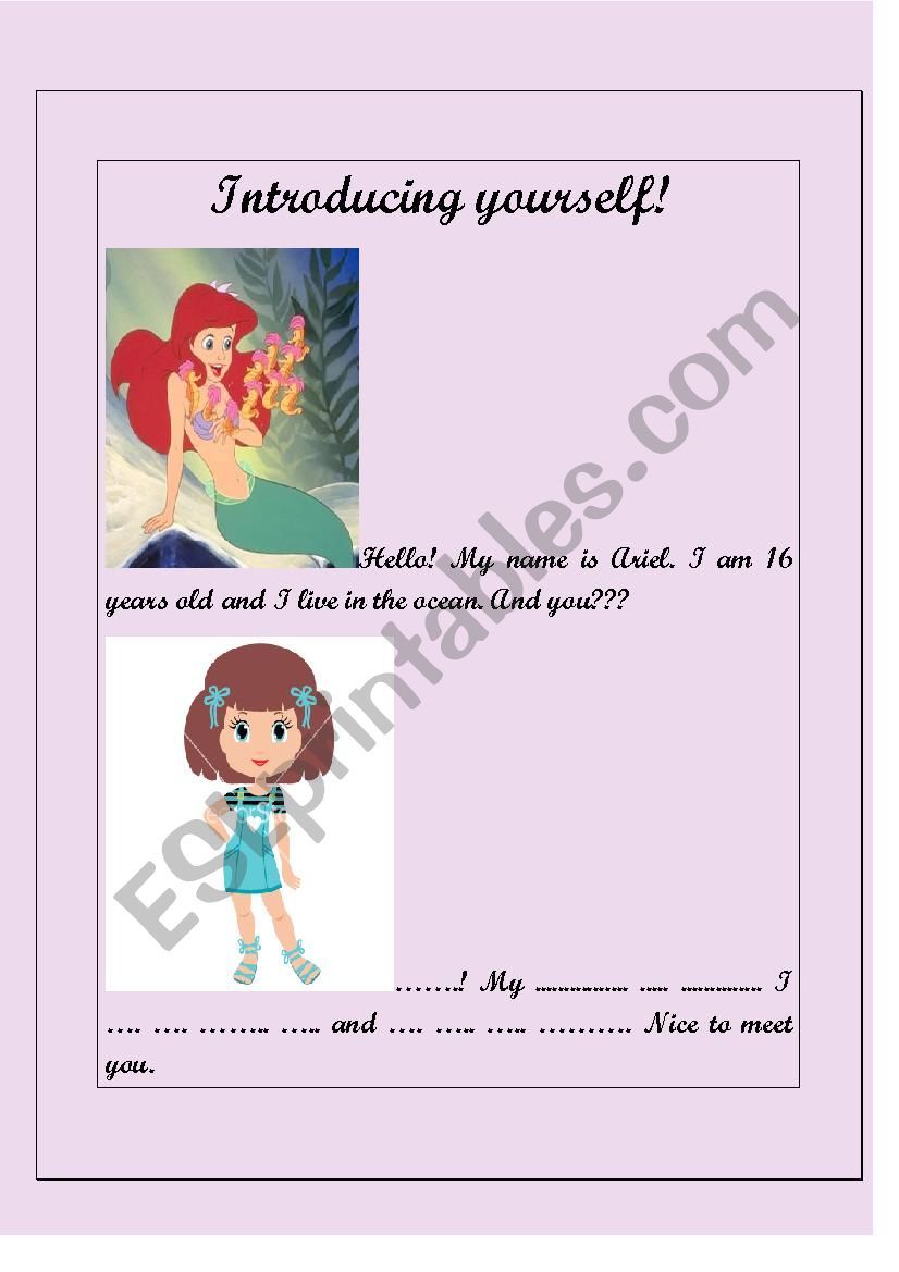 Introducing yourself! worksheet