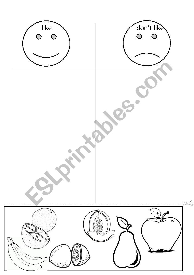 food- I like ,I donÂ´t like worksheet