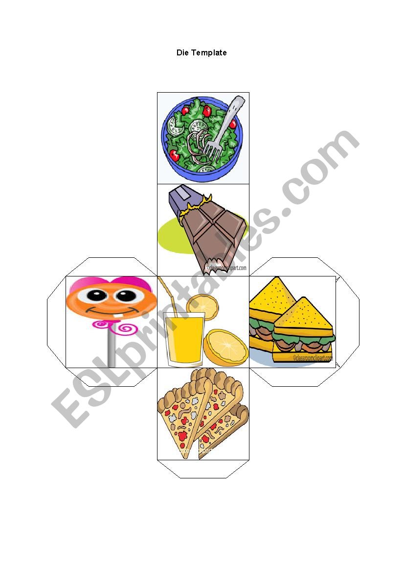 Food dice worksheet