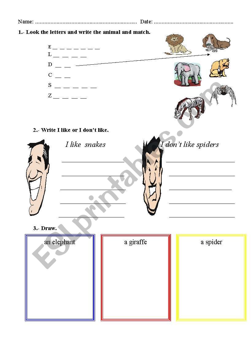 ANIMALS worksheet