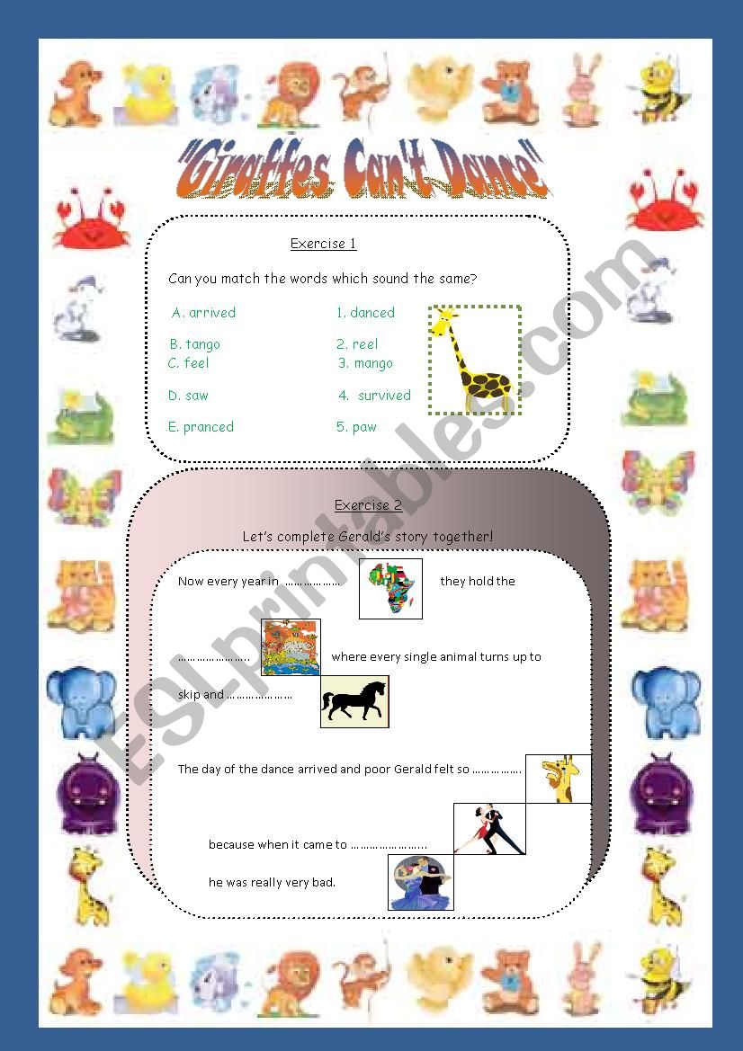 GIRAFFES CANT DANCE.2 worksheet