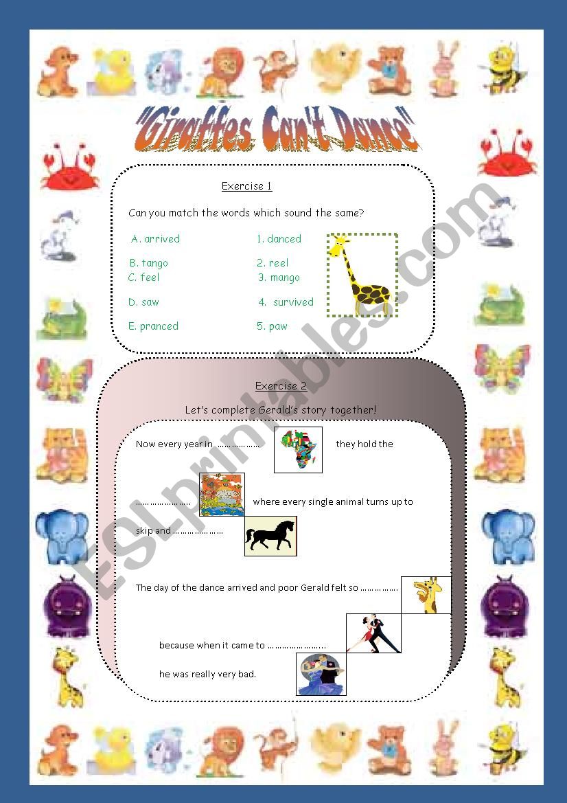 GIRAFFES CANÂ´T DANCE.2 worksheet