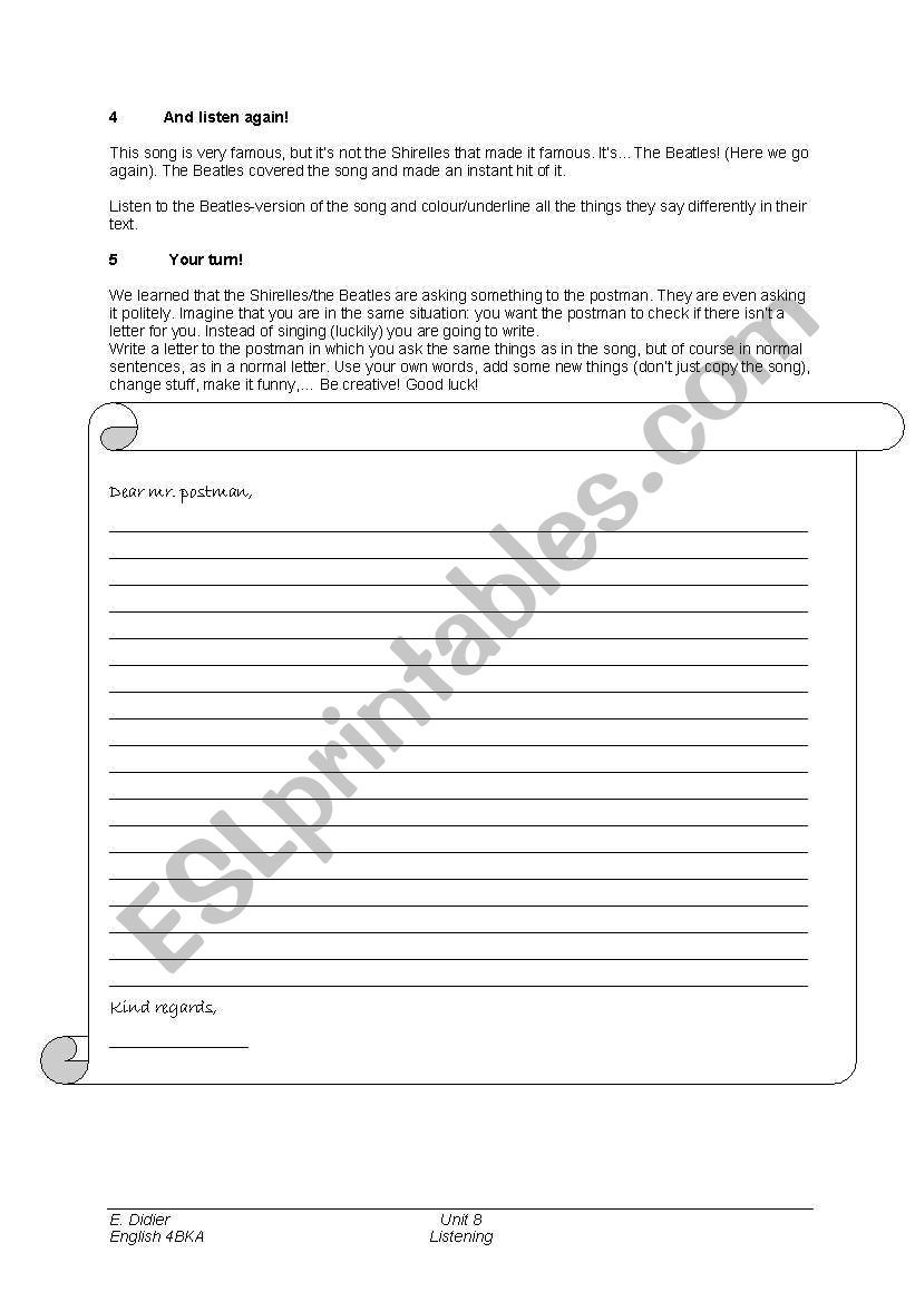 Mr postman pg 3 worksheet