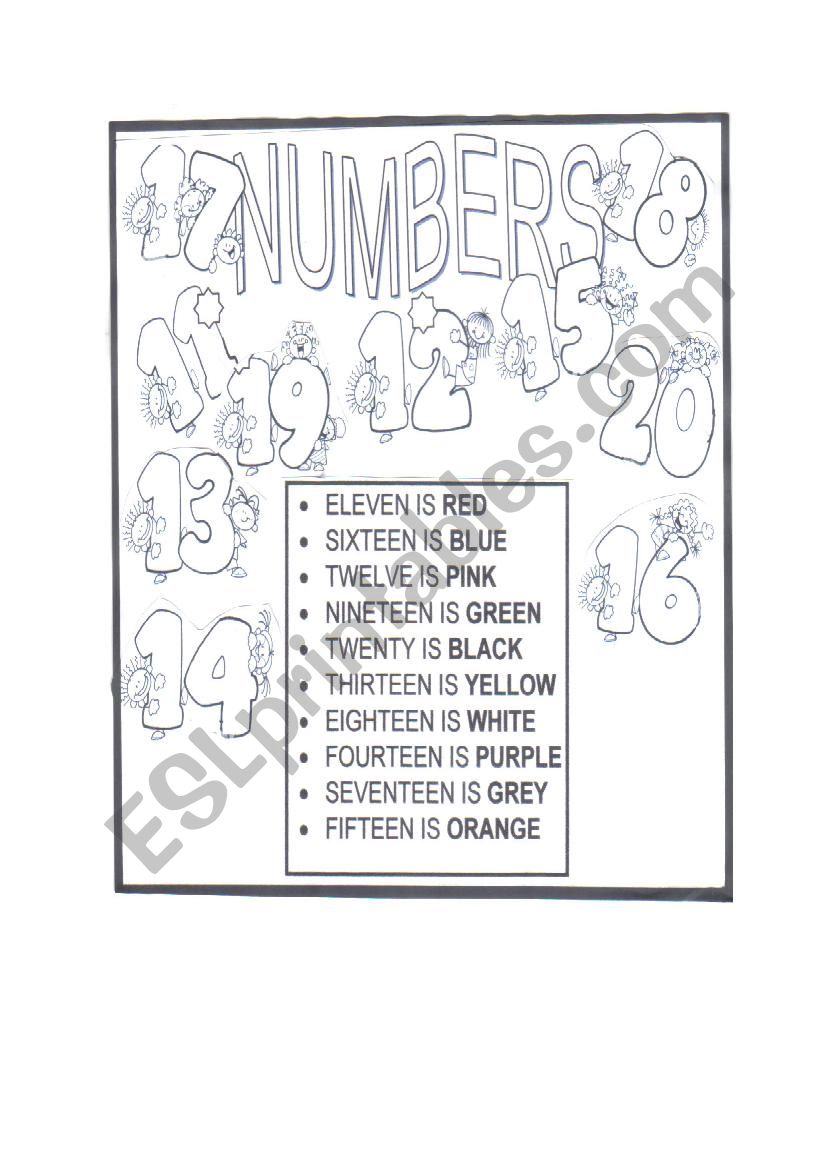 numbers worksheet