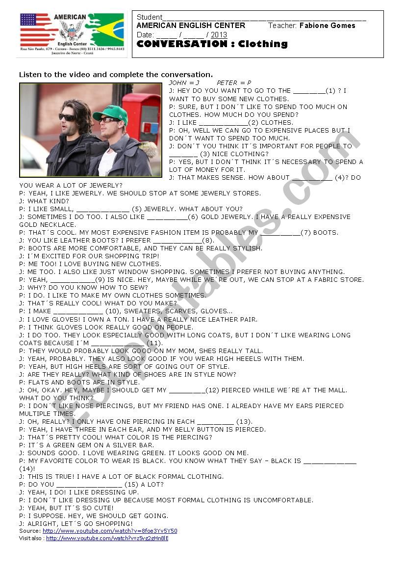 CONVERSATION - Clothes worksheet