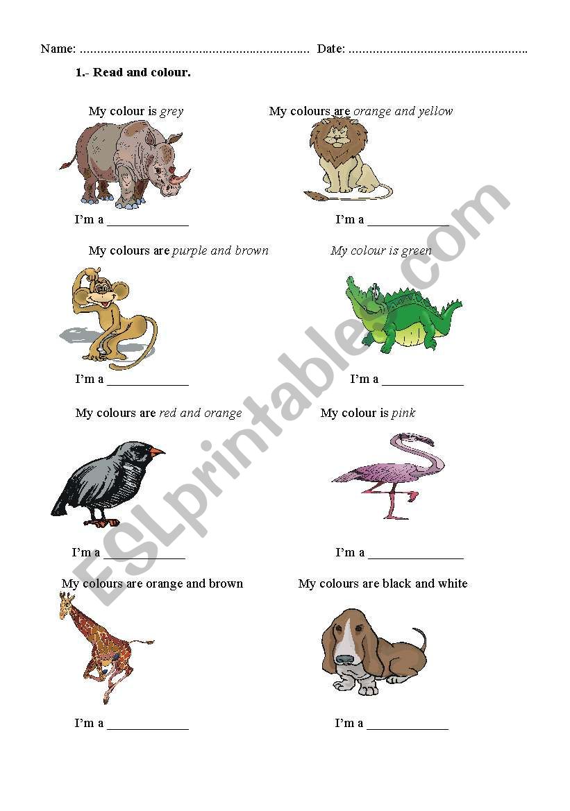 ANIMALS worksheet