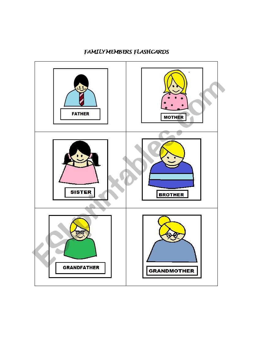 FAMILY MEMBERS FLASHCARDS worksheet