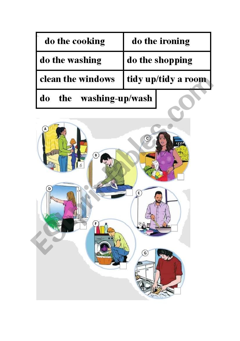 housework words and pictures matching game
