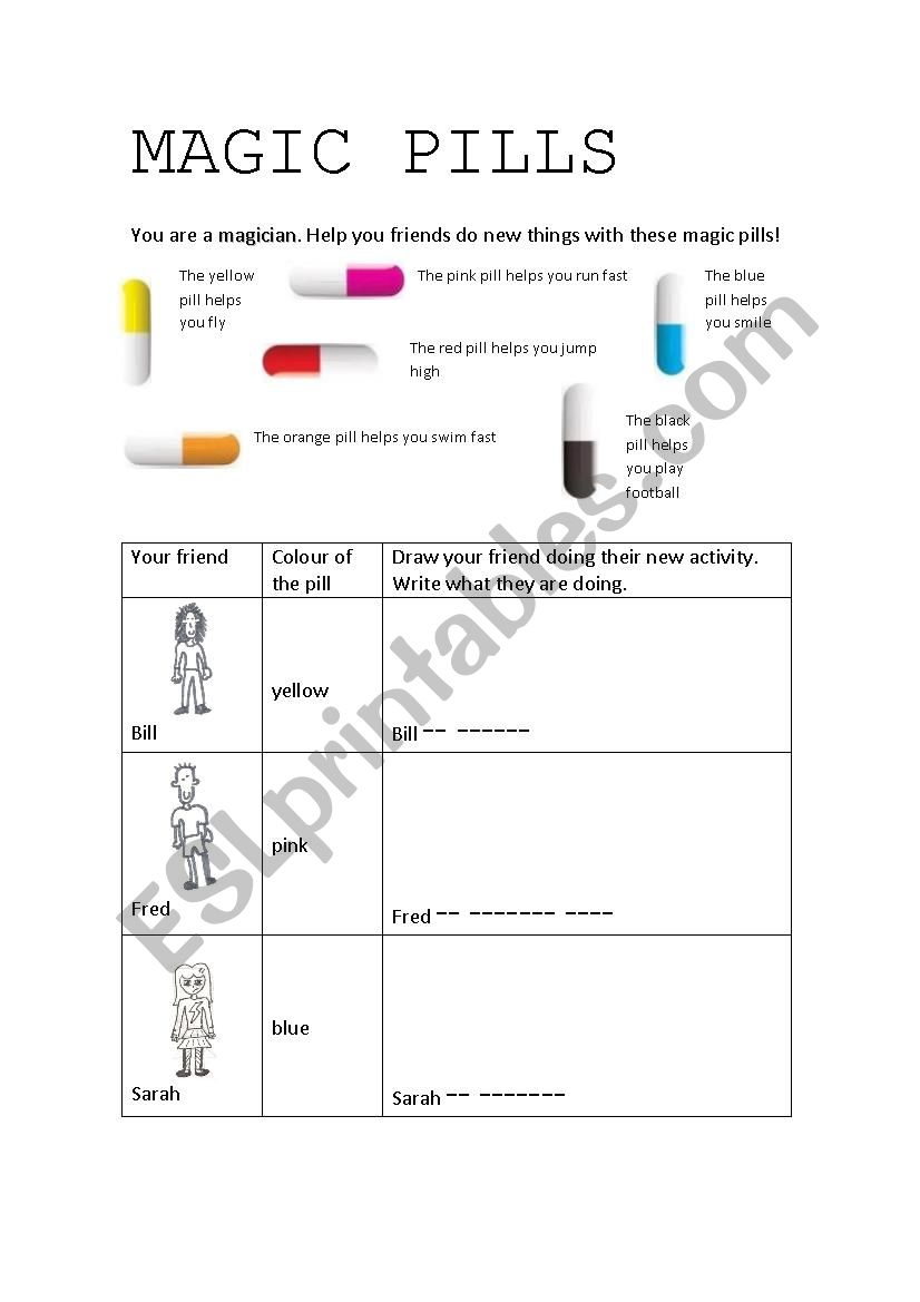 Magic Pills worksheet