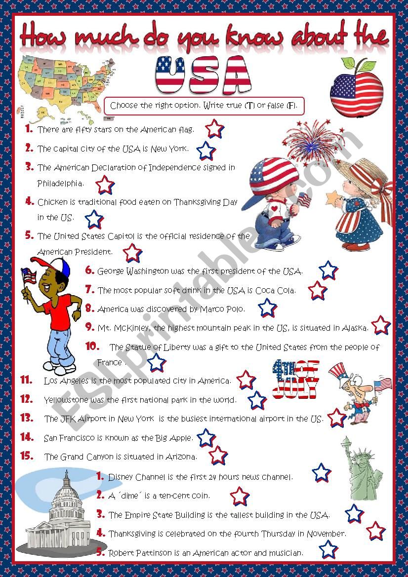 How much do you know about the USA? - quiz *KEY included*