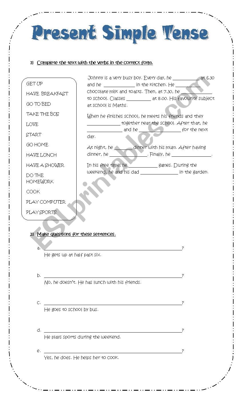 Present Simple worksheet