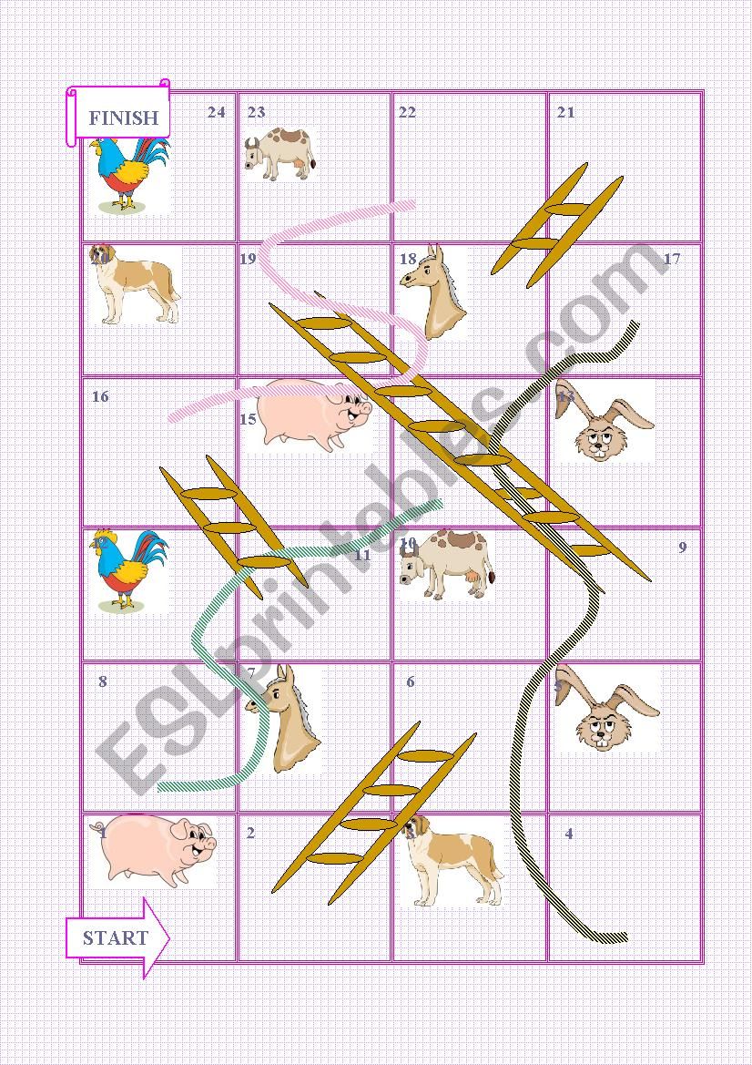 farm animal boardgame worksheet