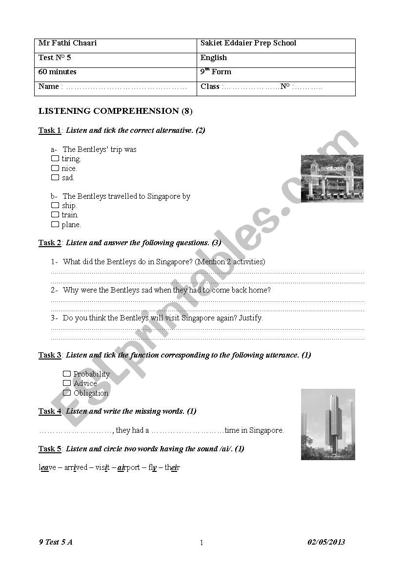 9 Test 5 2013 worksheet