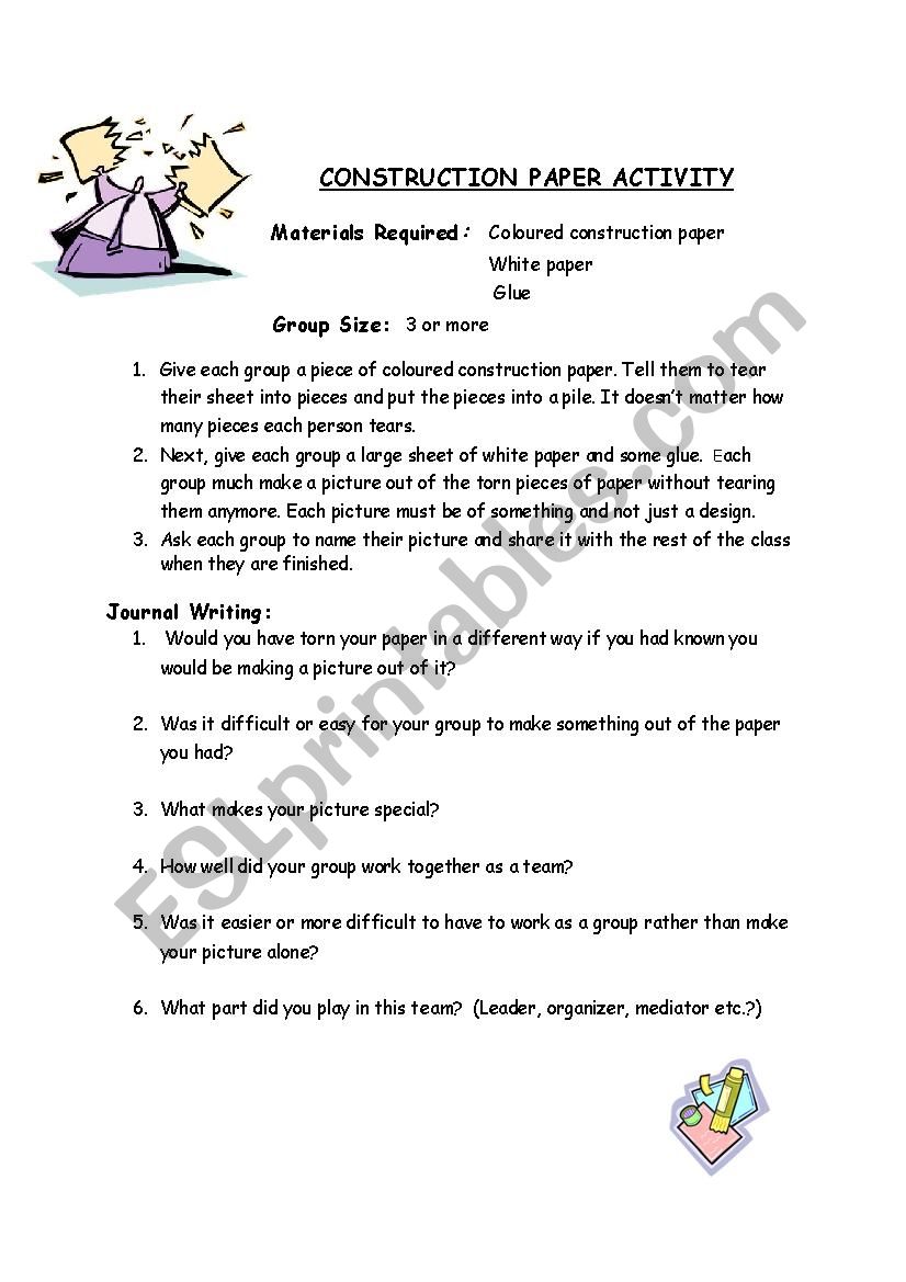 Paper Tearing Group Activity worksheet